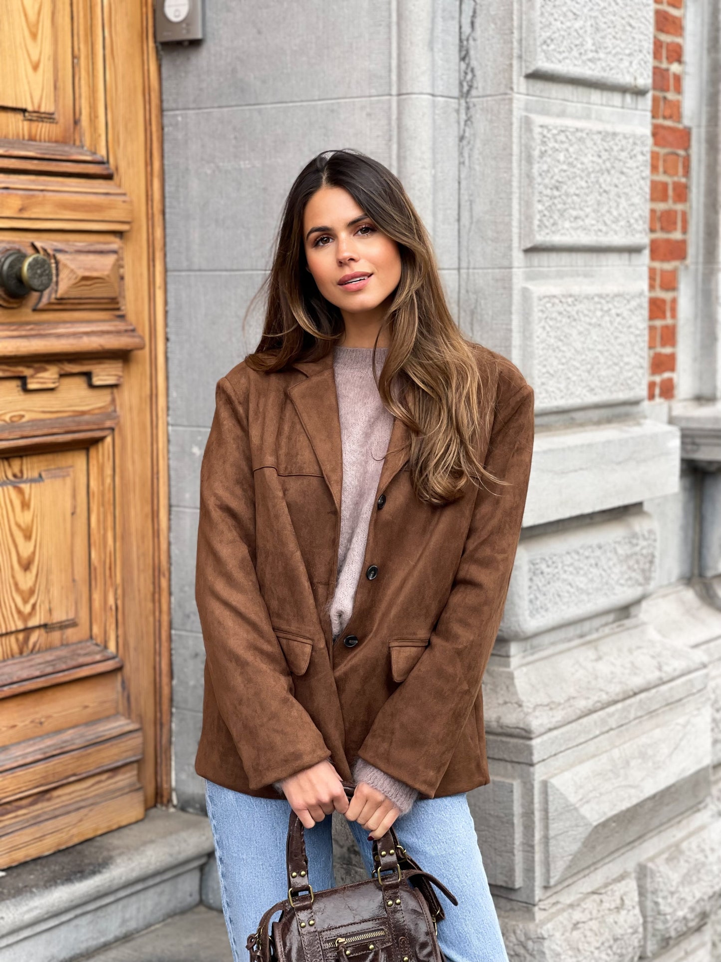 Anais blazer suède bruin