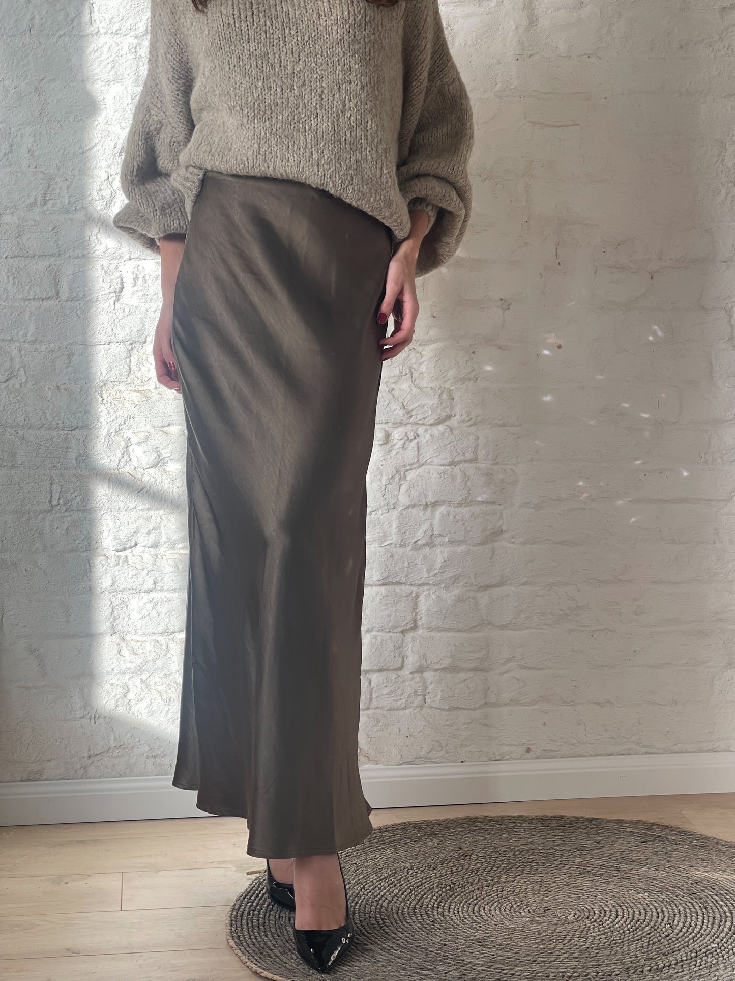 Olivia satijnen rok brons