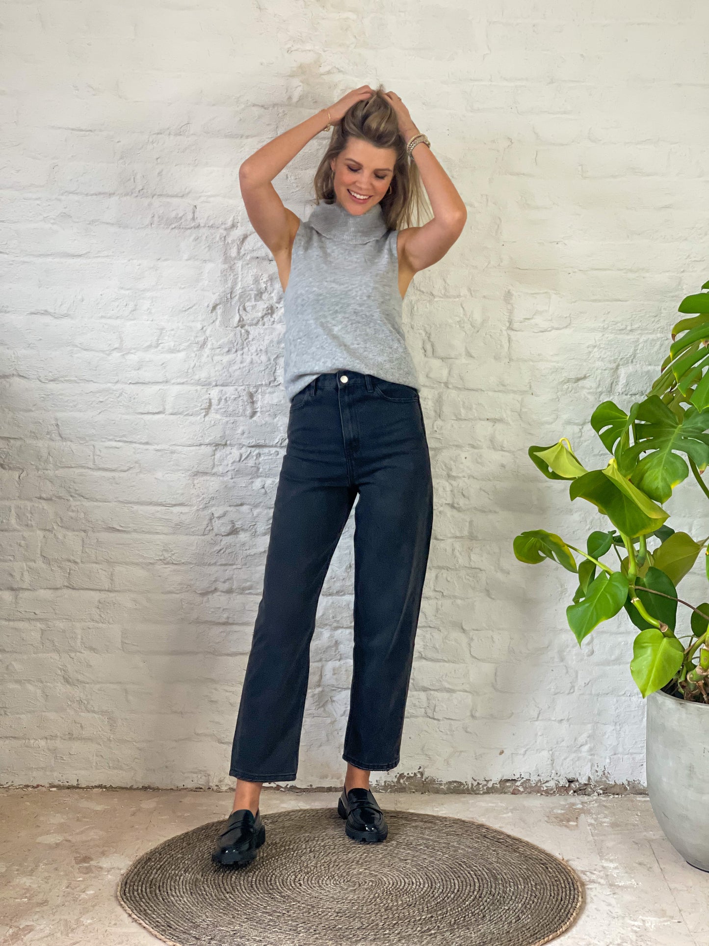 Lize hi-rise tapared leg zwart