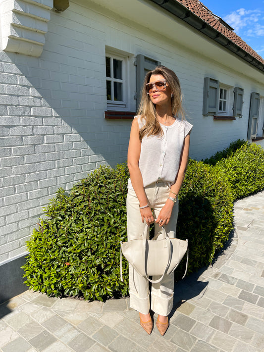 Victoria Tas Leder écru